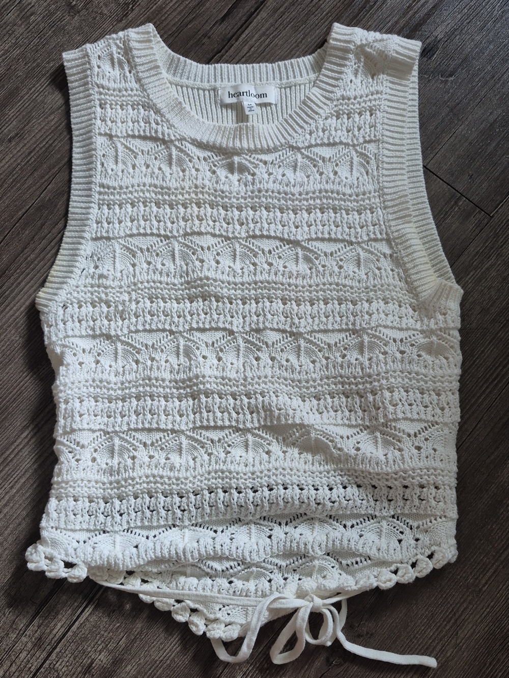 Heartloom White Crochet Knit Tank Top